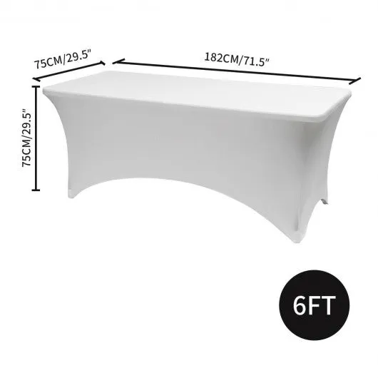 2 Pcs 6 Ft Rectangular Spandex Tablecloth Fitted Wedding-White