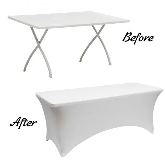 2 Pcs 6 Ft Rectangular Spandex Tablecloth Fitted Wedding-White