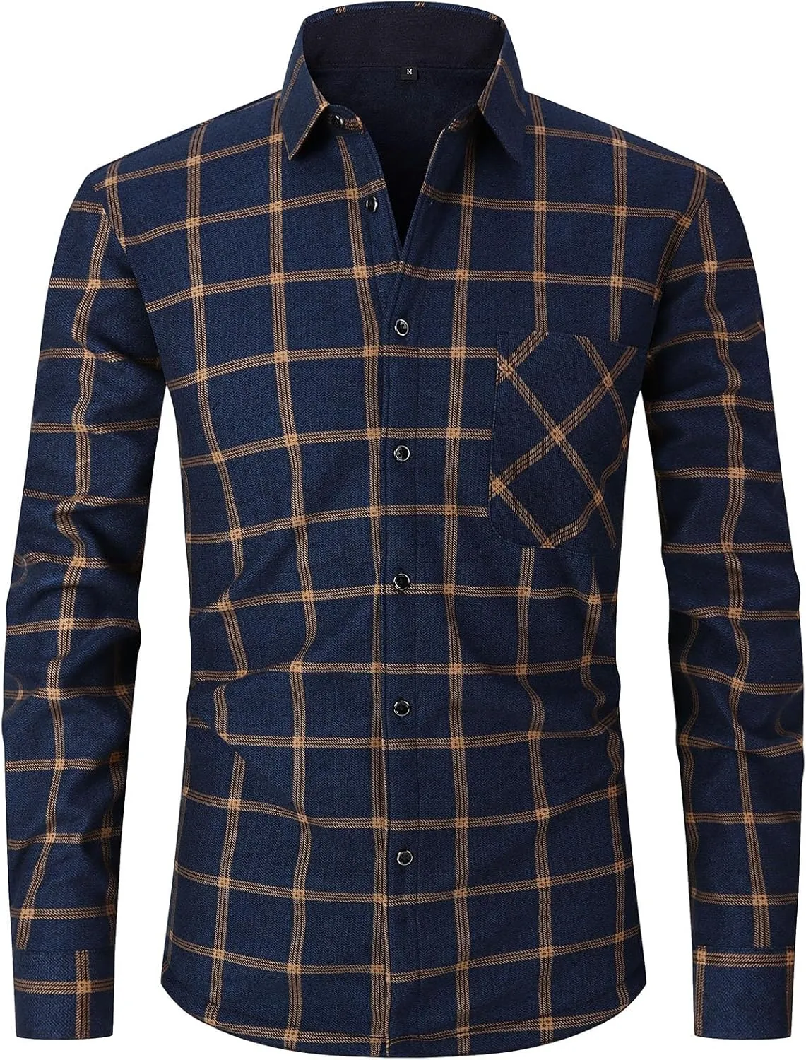 Askdeer Men's Plaid Shirts Jacket Fleece Flannel Shacket Long Sleeve Soft Warm Button Down Coat