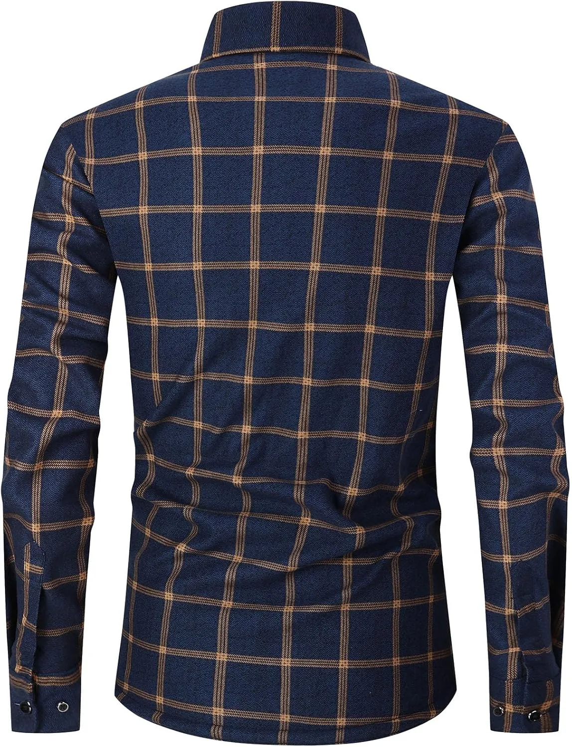 Askdeer Men's Plaid Shirts Jacket Fleece Flannel Shacket Long Sleeve Soft Warm Button Down Coat