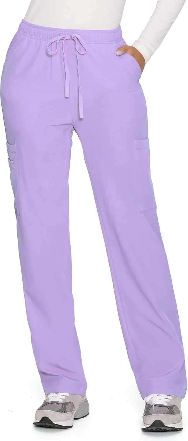 COZYFIT Straight Leg Scrub Pants for Women, Drawstring Soft Stretch, Anti-Wrinkle Women's Scrub Pants with 6 Pockets