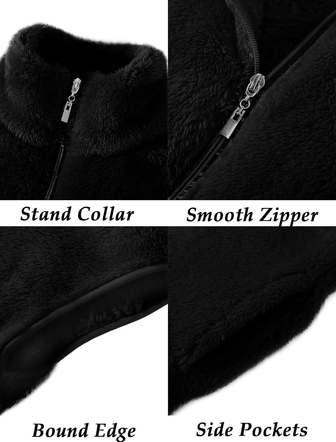 EXARUS Girls Fleece Vest Stand Collar Sleeveless Lightweight Soft Zipper with Pockets Outwear Winter Thermal 6-12Y