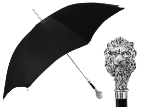 Fantastic Black umbrella for man with Silverplated Lion
