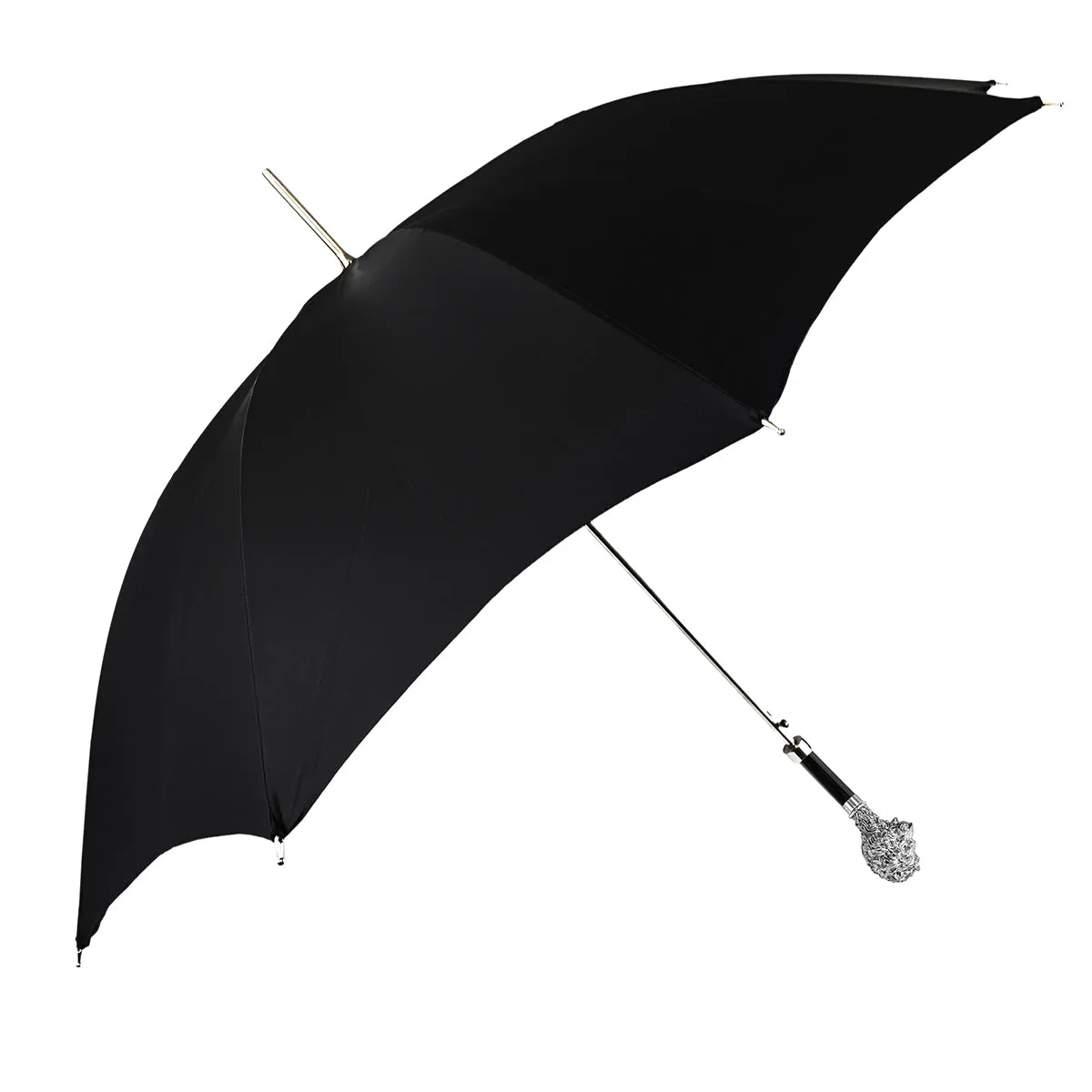 Fantastic Black umbrella for man with Silverplated Lion