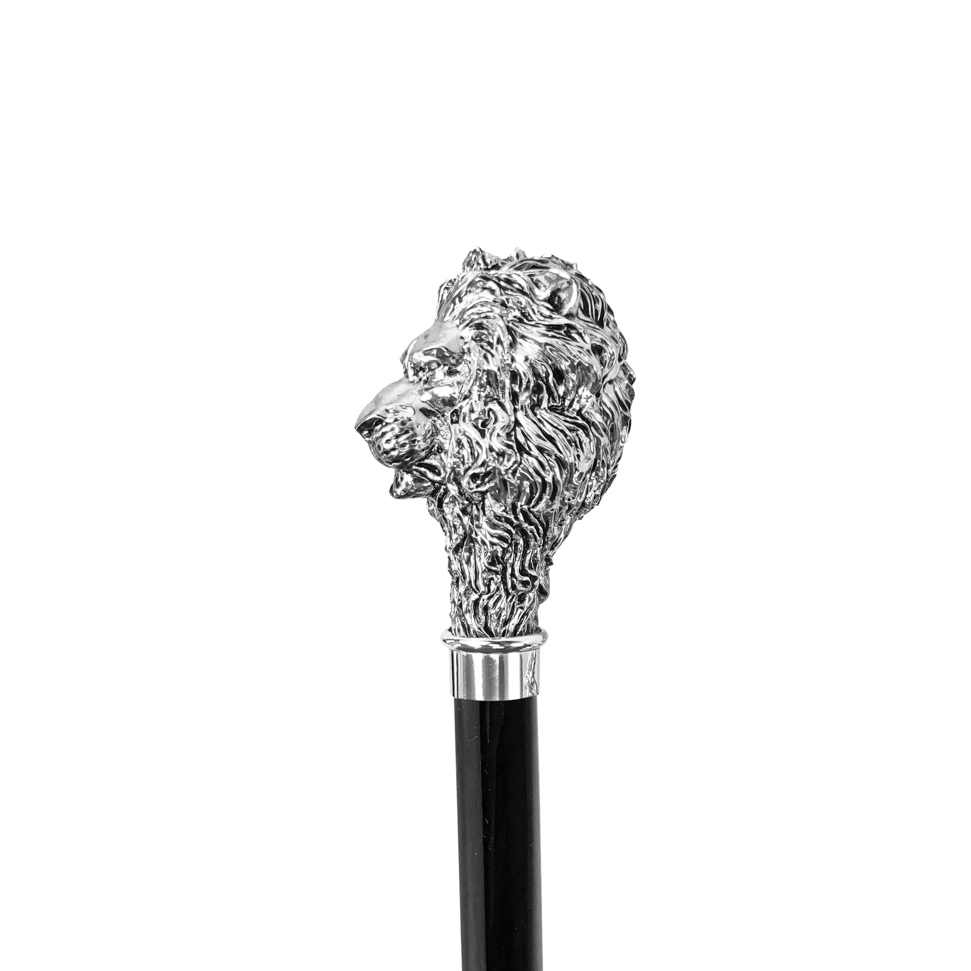 Fantastic Black umbrella for man with Silverplated Lion