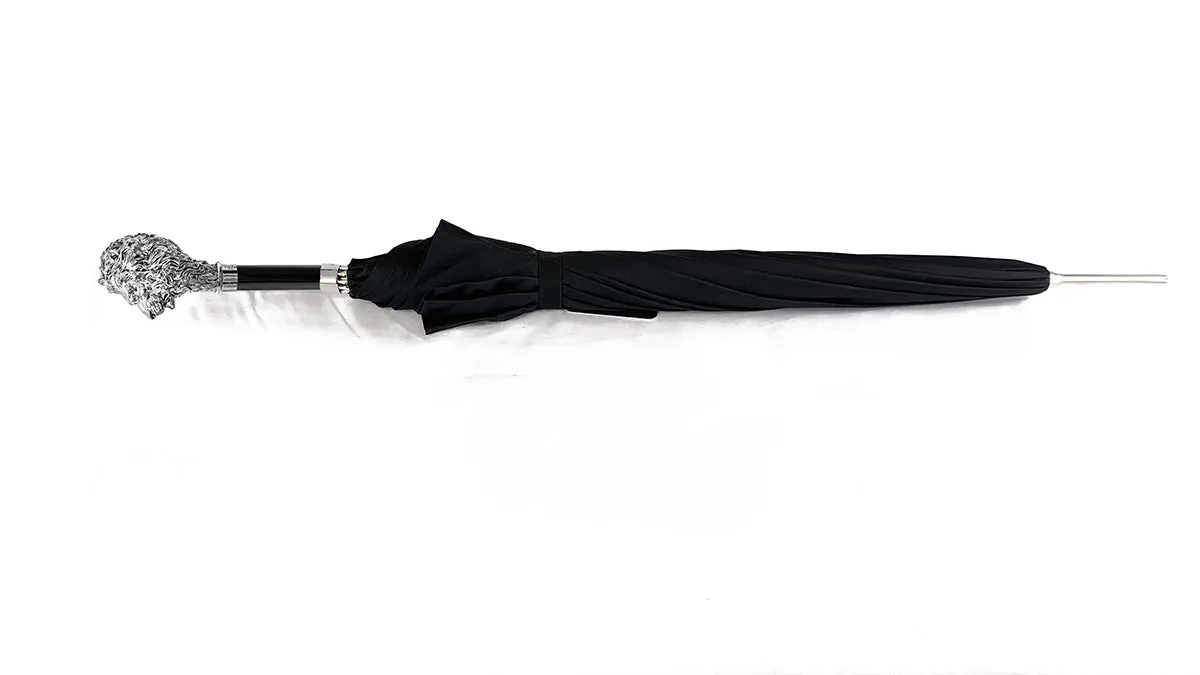 Fantastic Black umbrella for man with Silverplated Lion
