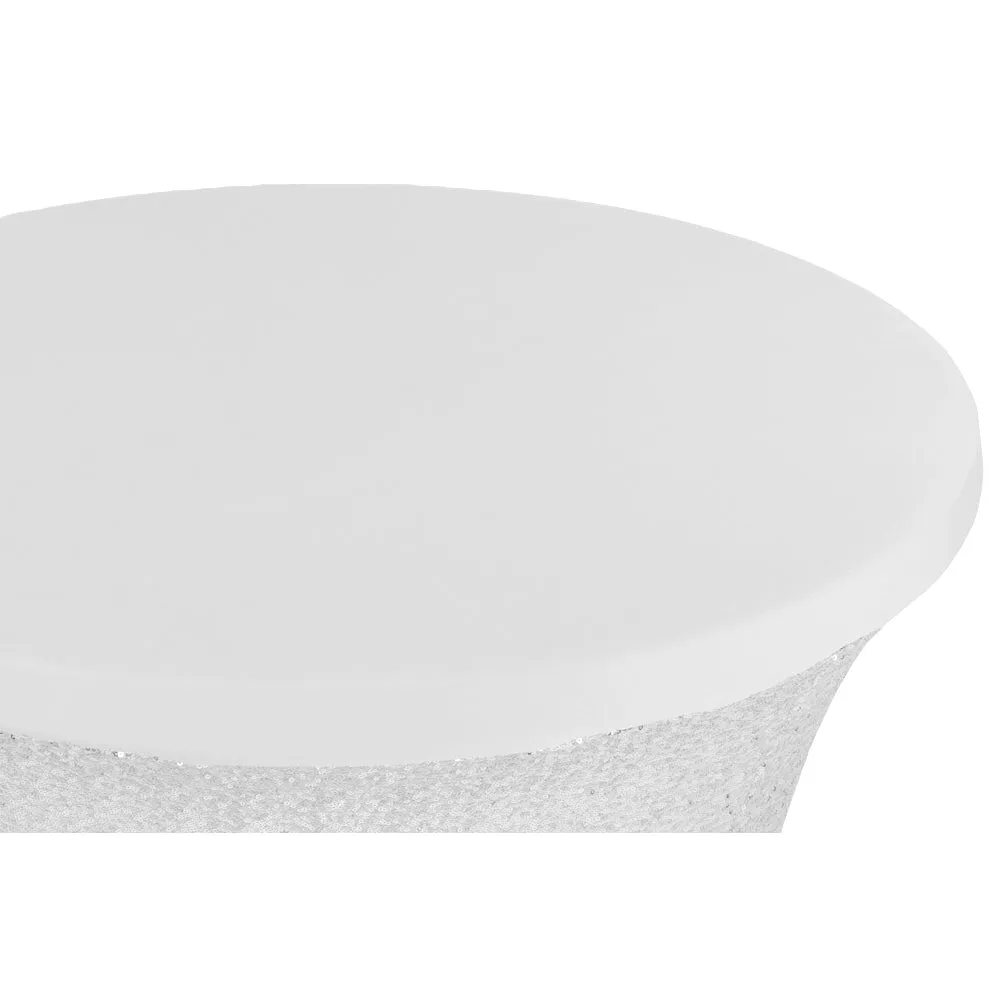 Glitz Sequin Spandex Cocktail Table Cover 30"-32" Round - Silver