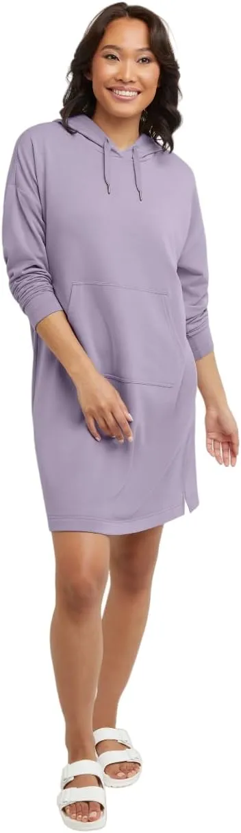Hanes Women's Originals Soft Brushed Hoodie Dress, Fleece Hooded Dress with Kanga Pocket, Plus Size Available