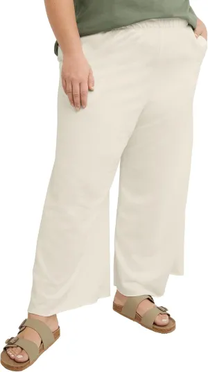 Hanes Women's Originals Wide Leg Crop Pants, Retro Lightweight French Terry Pants, 25