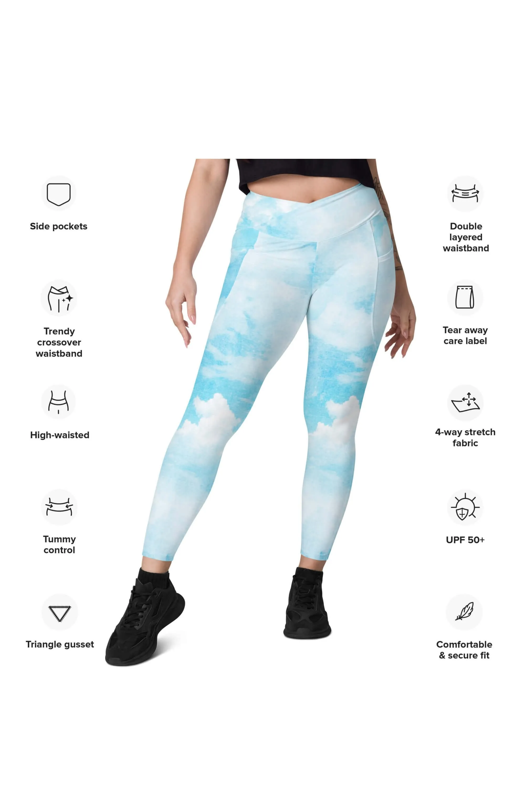 High Waist Yoga Leggings In Sky
