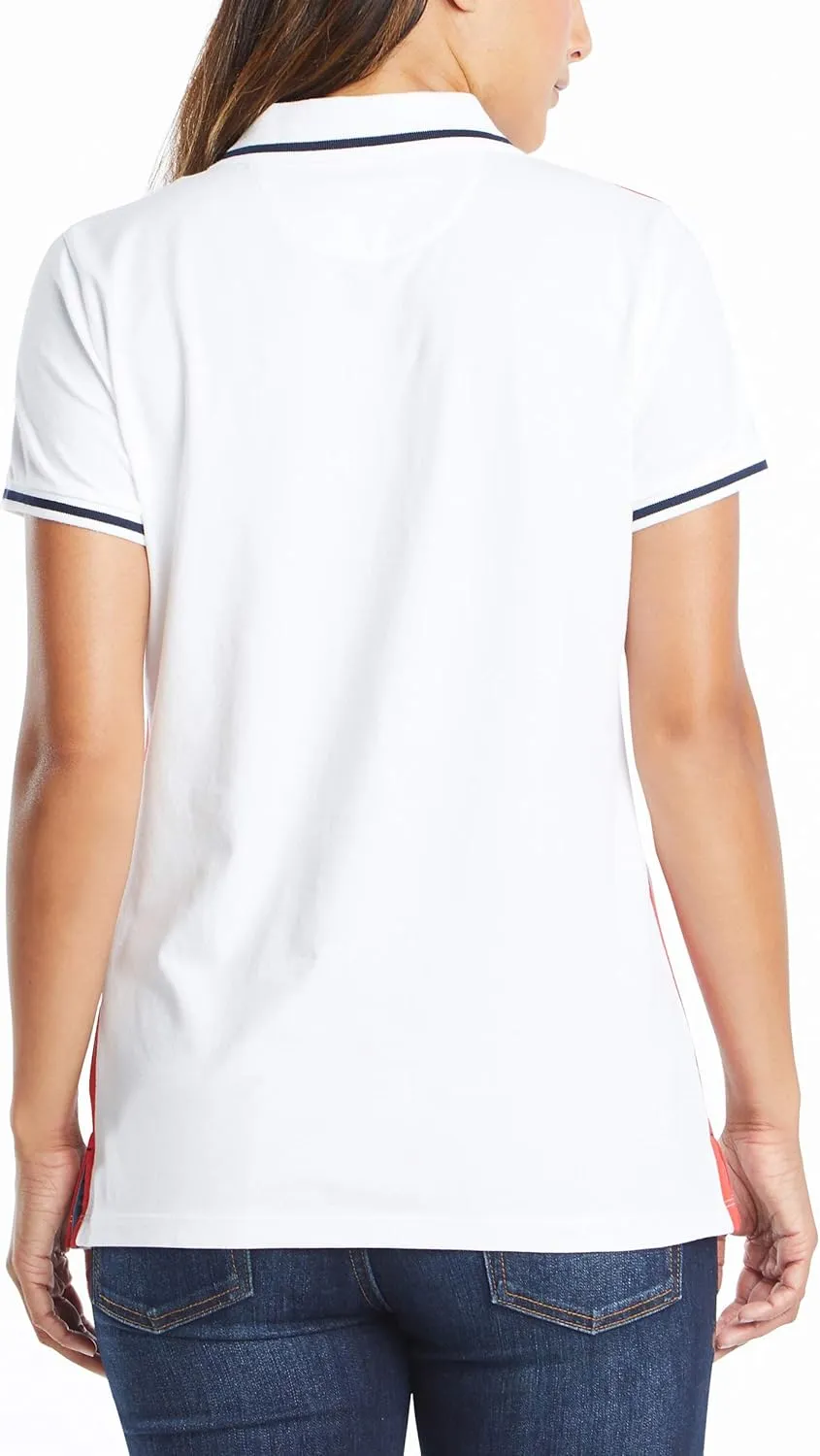 Nautica Women's Toggle Accent Short Sleeve Soft Stretch Cotton Polo Shirt