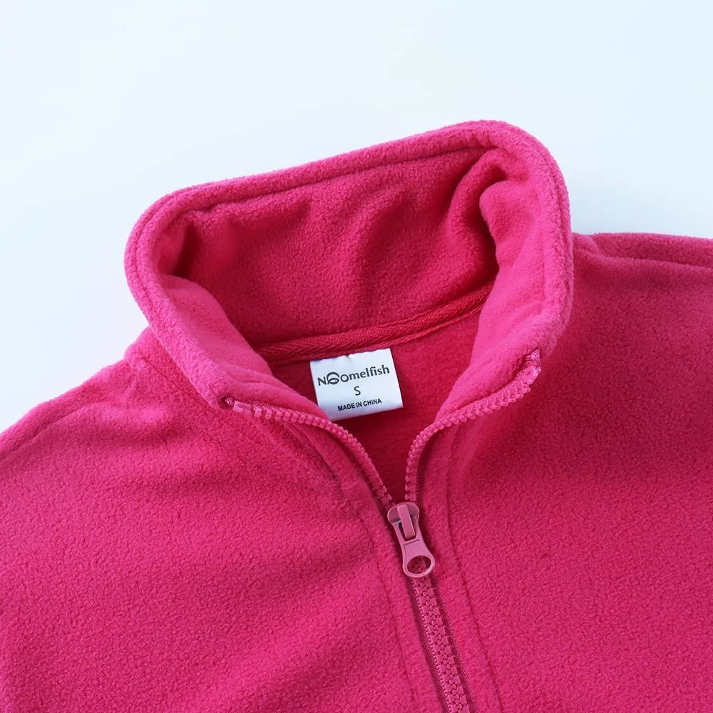 Noomelfish Girls Full Zip Soft Polar Fleece Jacket Outerwear Coat With Pockets (5-14 Years)