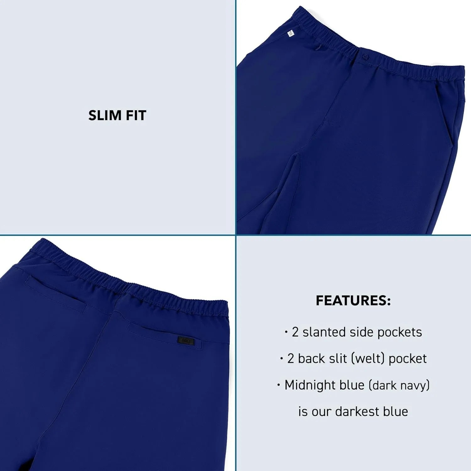 Peelz Mike Fly Front 4-Pocket Jogger Scrub Pants for Men - Soft Stretch Fabric, Mens Scrubs, Slim Fit