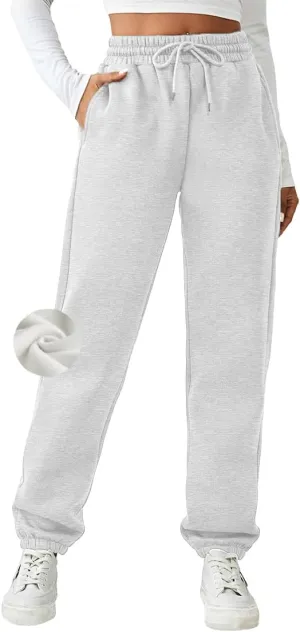 PINSPARK Women's Fleece Lined Sweatpants Winter Joggers Athletic Pants Casual Thick Warm Trousers Pockets