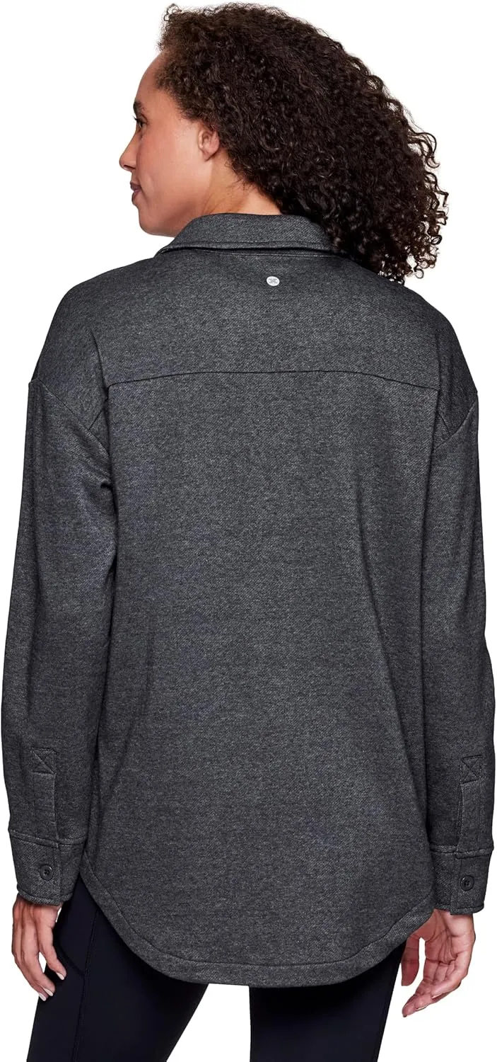RBX Shirt Jacket for Women- Lightweight Fleece Shacket with Pockets, Fleece Button Down Shirt Cotton Blend Fleece Jacket