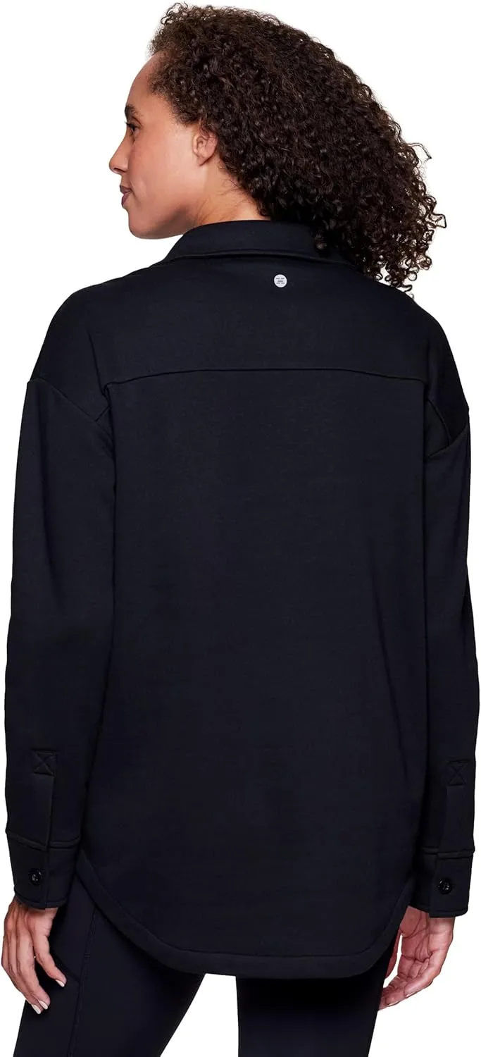 RBX Shirt Jacket for Women- Lightweight Fleece Shacket with Pockets, Fleece Button Down Shirt Cotton Blend Fleece Jacket