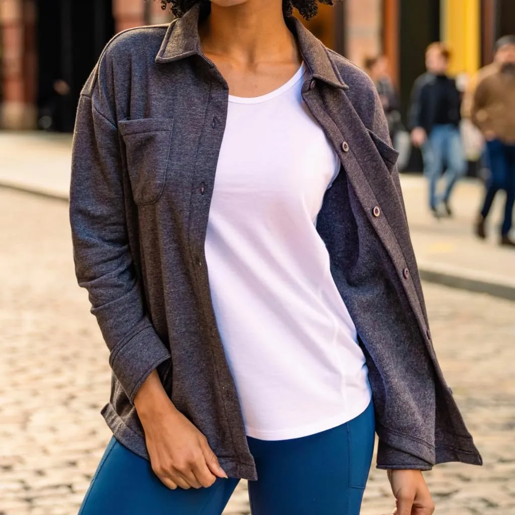 RBX Shirt Jacket for Women- Lightweight Fleece Shacket with Pockets, Fleece Button Down Shirt Cotton Blend Fleece Jacket