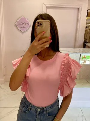 Rosie Pink Ruffle Sleeve Top
