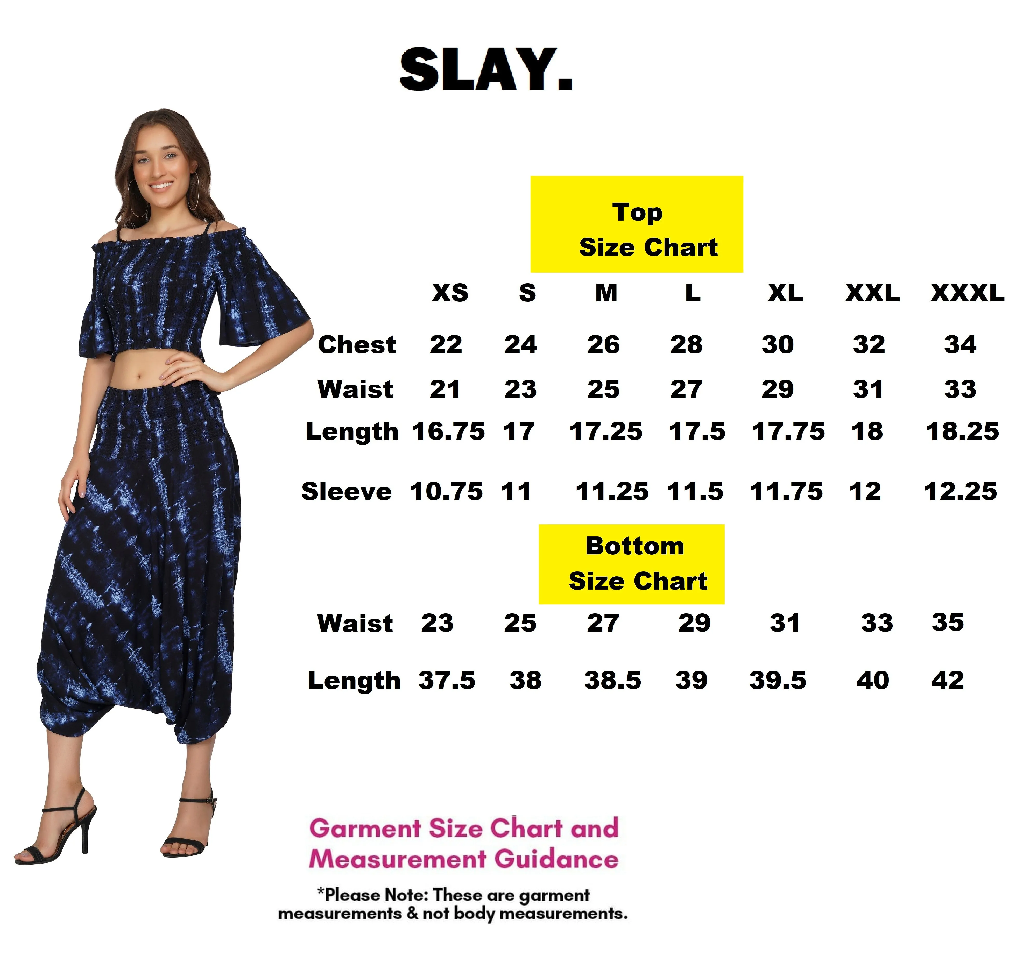 SLAY. Women's Co-ord Set Blue Tie-Dye Crop top & Harem Pants Palazzo
