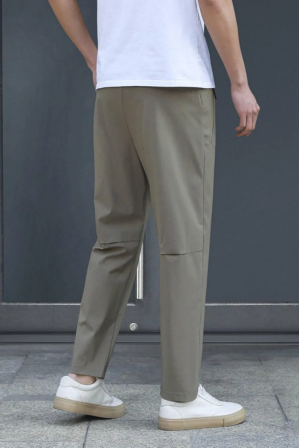 Stretch Athletic Pants for Short Men Quick Dry 27 28 Inch Inseam Cool Touch Straight Fit Joggers Zip Pockets
