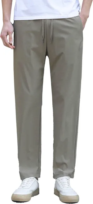 Stretch Athletic Pants for Short Men Quick Dry 27 28 Inch Inseam Cool Touch Straight Fit Joggers Zip Pockets