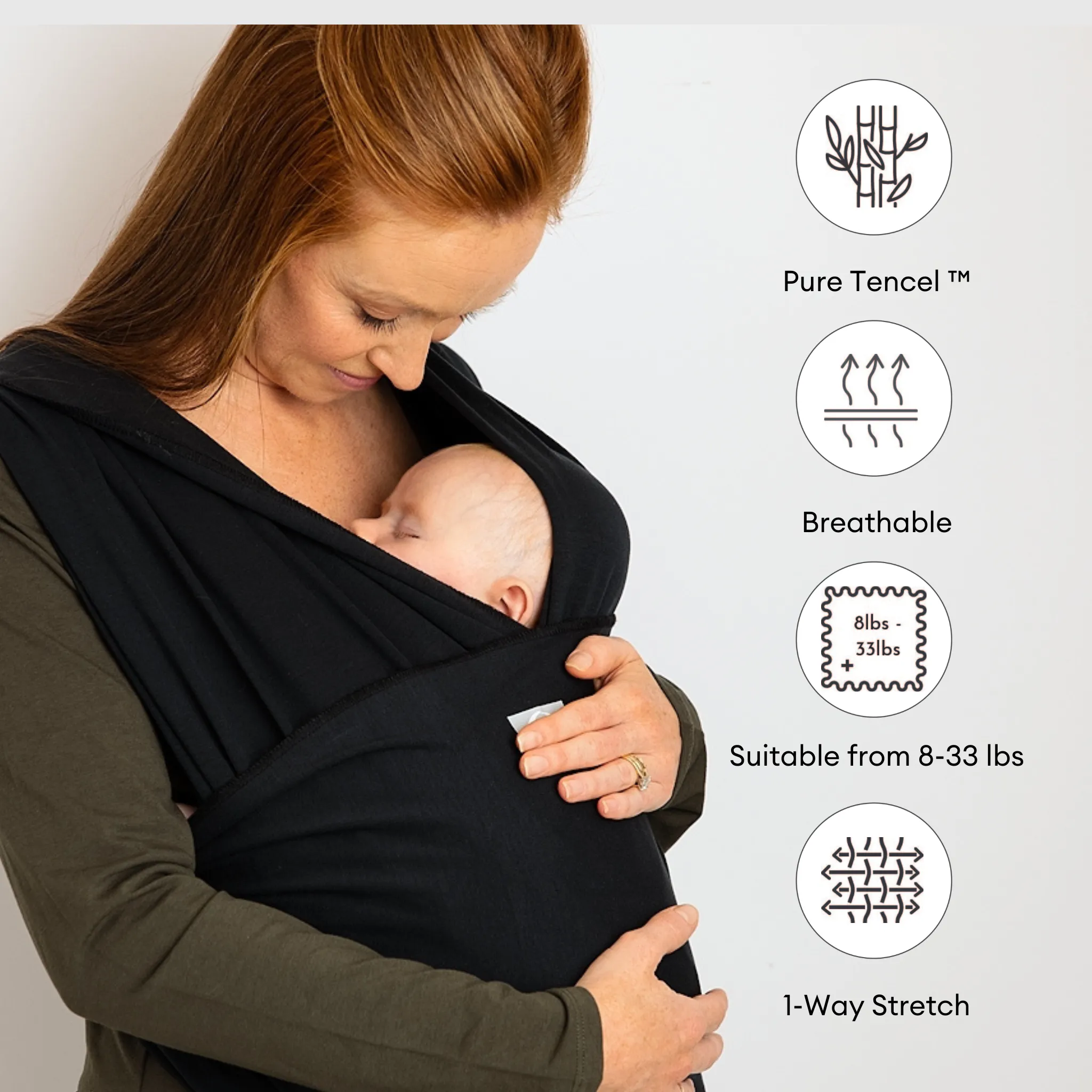 Stretchy Baby Wrap Pure Tencel™ | Ebony
