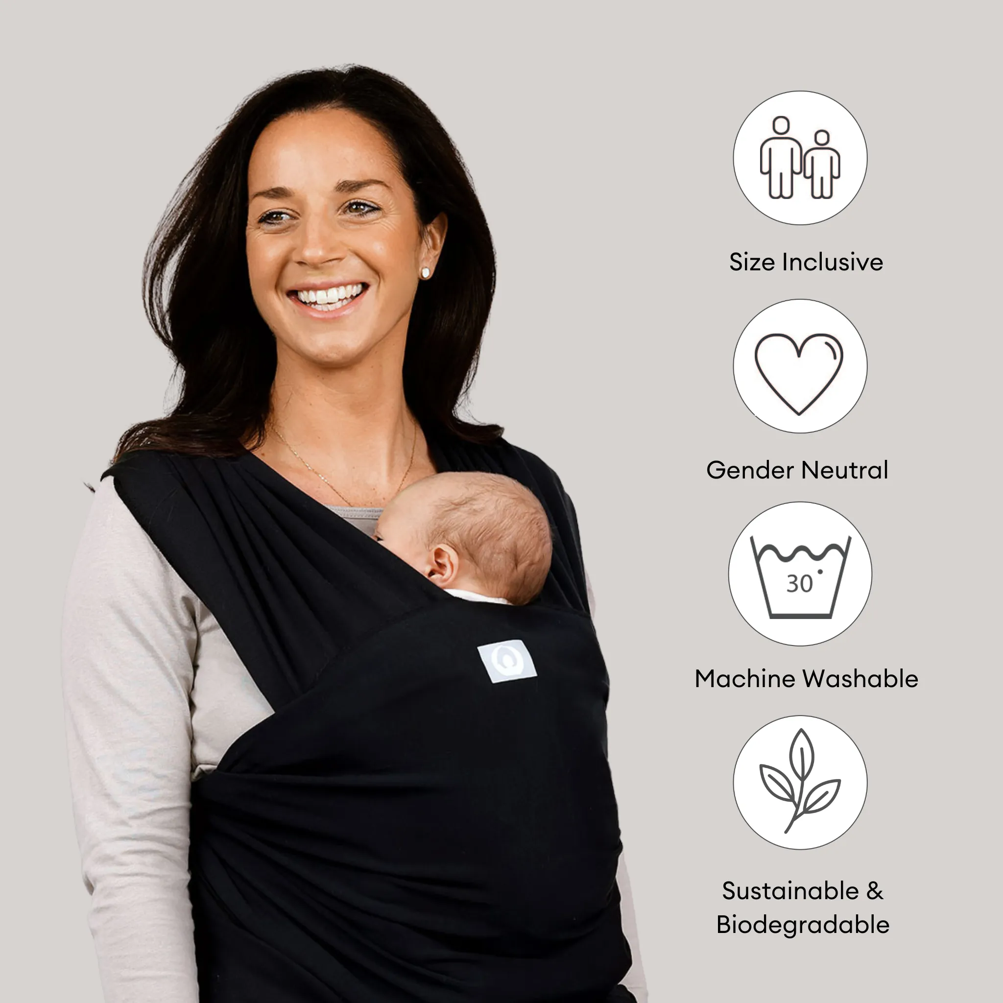 Stretchy Baby Wrap Pure Tencel™ | Ebony