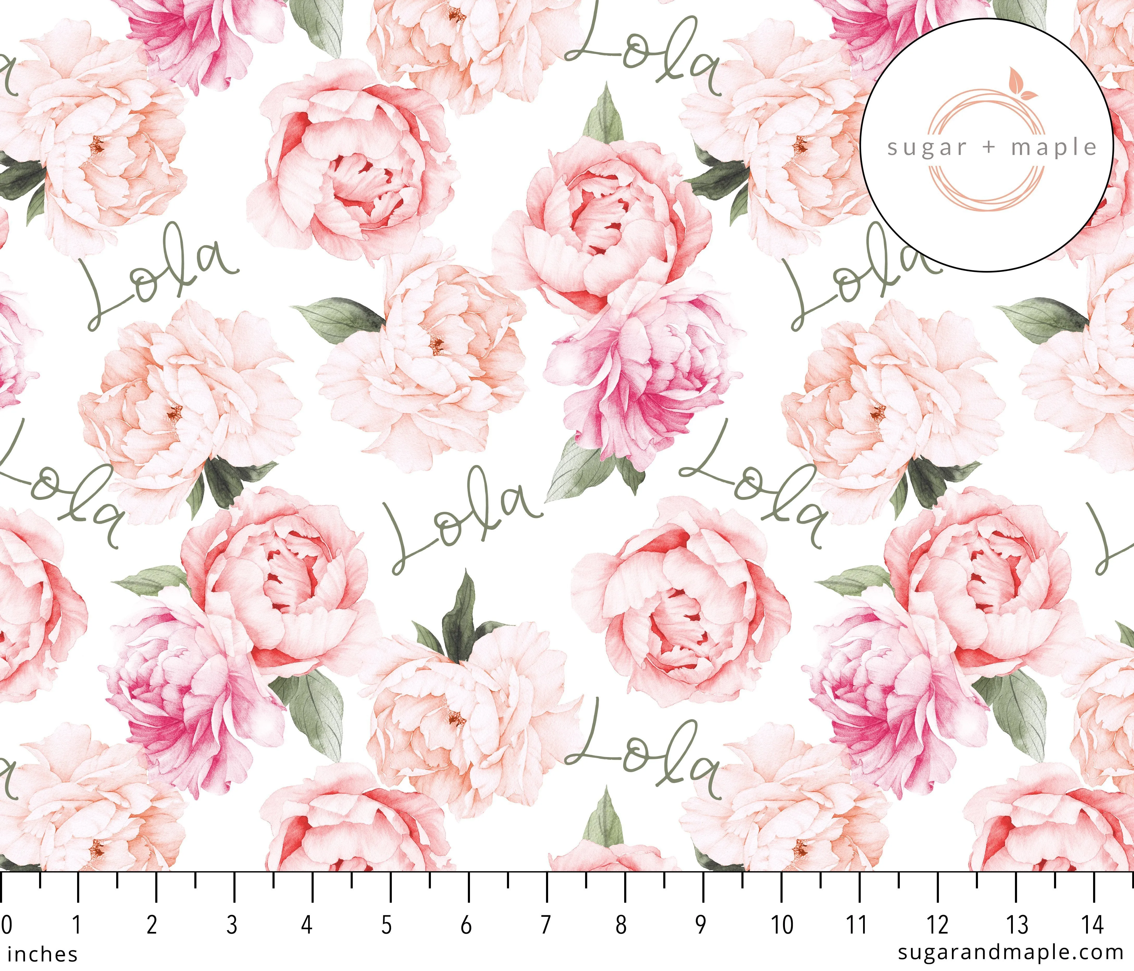 Sugar   Maple Large Stretchy Blanket - Peach Peony Blooms