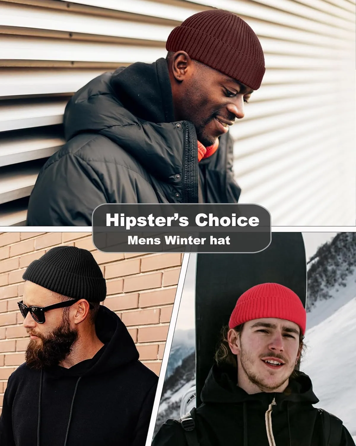 Swag Short Fisherman Beanie for Men Women, Wool Knit Cuff Soft Trawler Beanie Watch Hat, Winter Warm Hats Skull Cap
