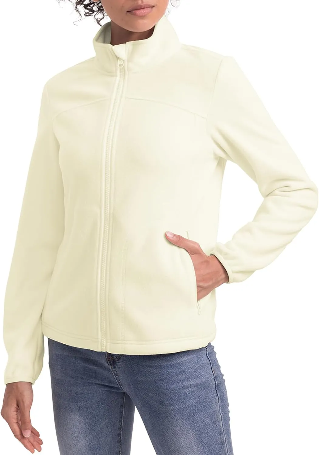 TBMPOY Womens Polar Fleece Jacket Full Zip Lightweight Winter Jackets with 4 Pockets Warm Hiking Outdoor Thermal Coat