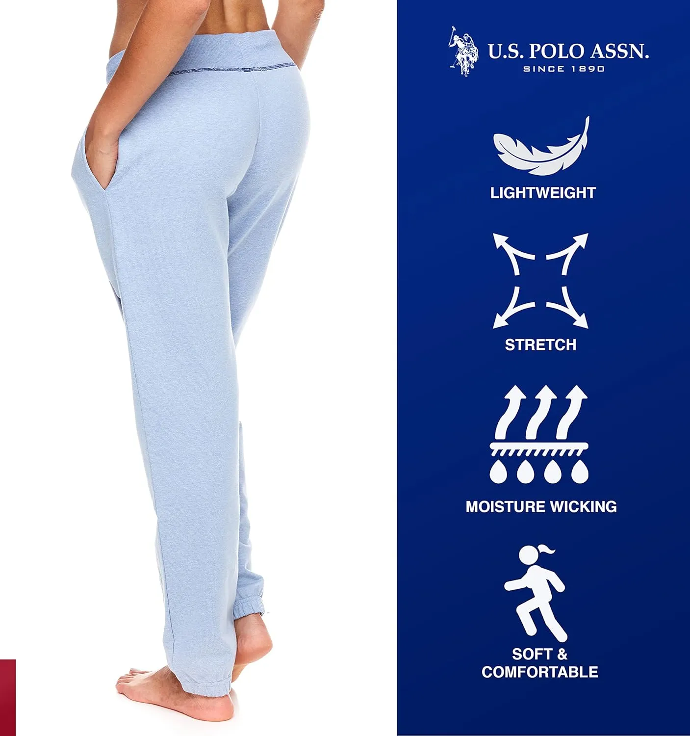 U.S. Polo Assn. Essentials Womens Sweatpants with Pockets, Comfy and Breathable French Terry Joggers for Women