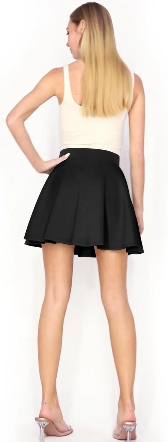 Women's Basic Versatile Stretchy Flared Skater Skirt (S-XL)