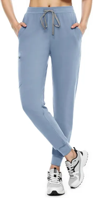 Women's Scrub Pants, Lightweight Soft Stretch Yoga Jogger with Elastic Drawstring Waistband, Mid-Rise Slim Fit Cargo Pants
